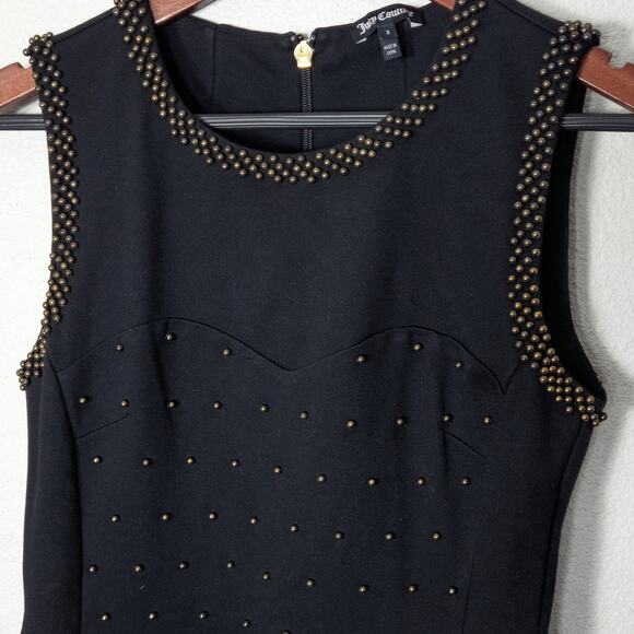 Juicy Couture Women’s Dress Black Sleeveless Bodycon Studded Y2K Evening Glam 2 - Picture 3 of 8